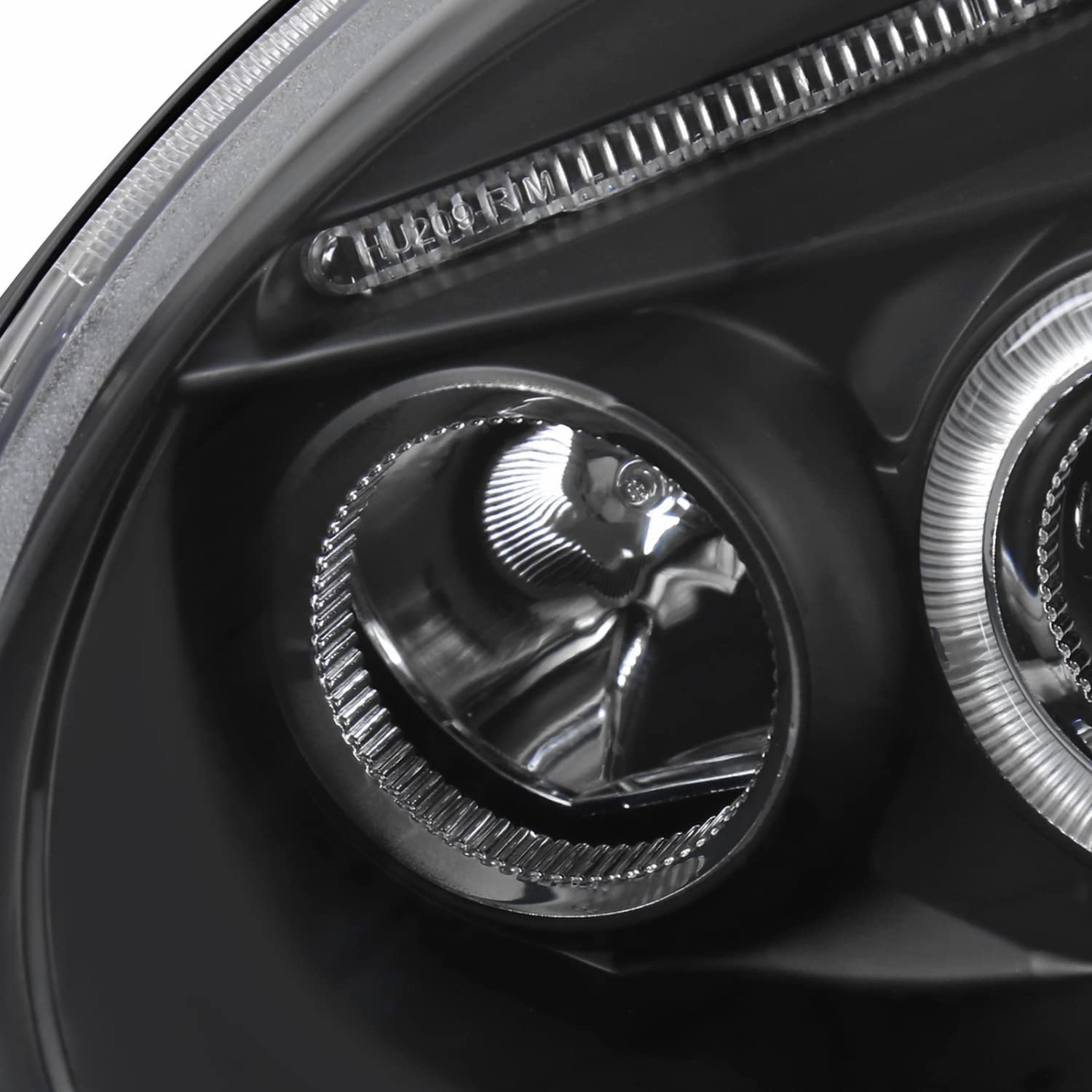 SPEC-D TUNING Projector Headlights Angeleyes Black Compatible with 1998-2005 Volkswagen Beetle With Factory Halogen Headlight, Left + Right Pair Headlamps Assembly