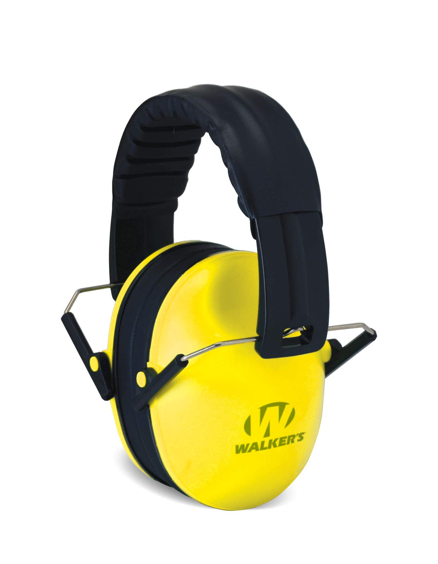 Walker’S Lightweight Youth Children’s Low Profile Padded Adjustable Folding Noise-Reducing Hearing Protection Earmuffs, Highlighter Yellow