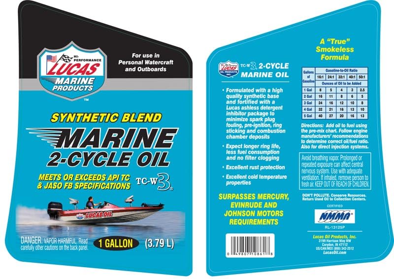 Synthetic Blend Lucas Oil 10861 TC-W3 2-Cycle Marine Oil - 1 Gallon