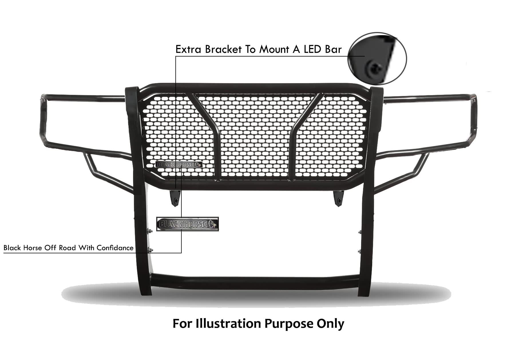 Heavy Duty Black Horse Rugged Grille Brush Bumper Guard Modular Black Compatible with 2019-2025 Dodge Sprinter/Mercedes Benz 1500/2500/3500-RU-DOSP19-B
