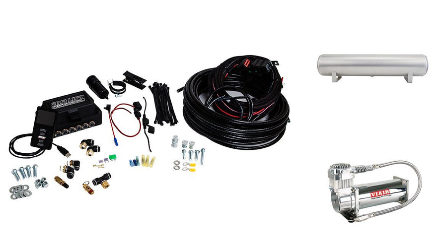 3P System Air Lift 27687 (3/8" Air Line, 4 Gallon 5-Port Lightweight Aluminum Tank, VIAIR 444C Compressor)