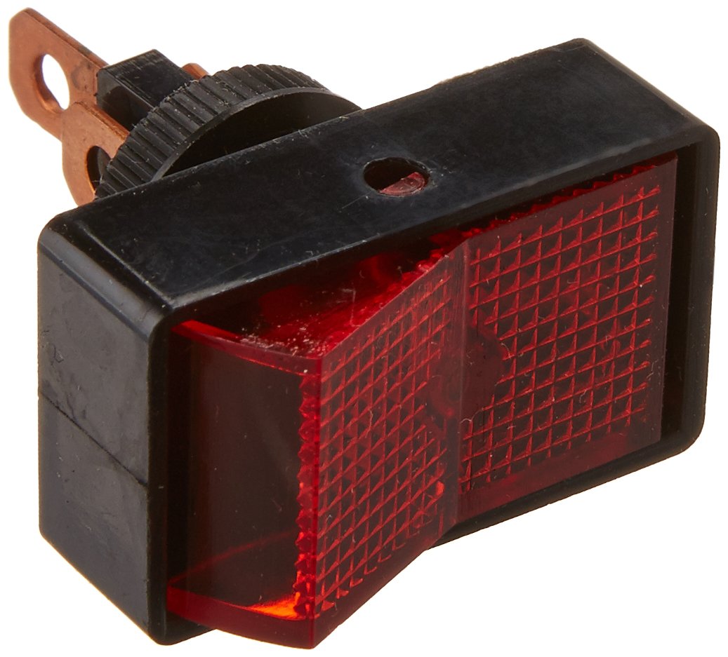 Sierra International Illuminated RK21420 Surface Mount Rocker Switch with Brass Blade Terminals, Red