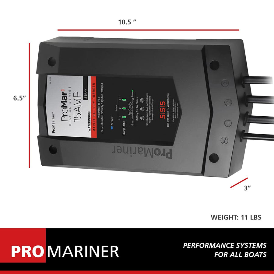 ProMariner 31515 DS ProMar1 Generation 3 Digital Battery Charger - 15 Amp, Black, Standard