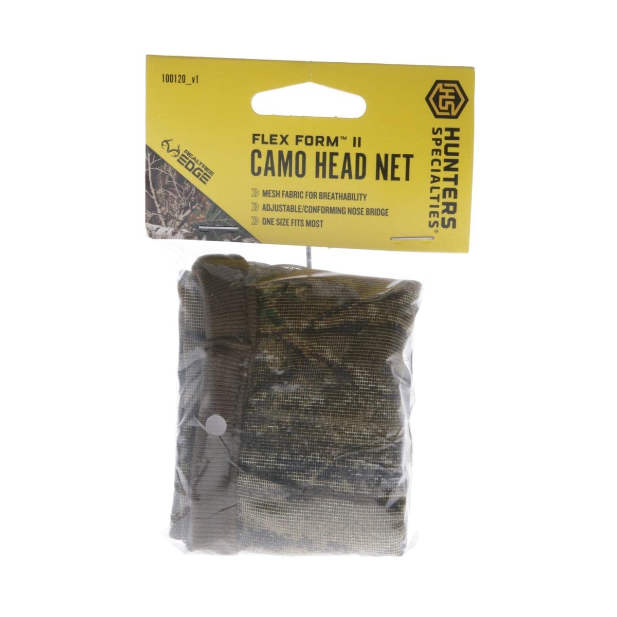 Lightweight Realtree Edge Camo Headnet with Adjustable Nose Bridge - Hunters Specialties Outdoor Turkey Hunting Gear Accessory
