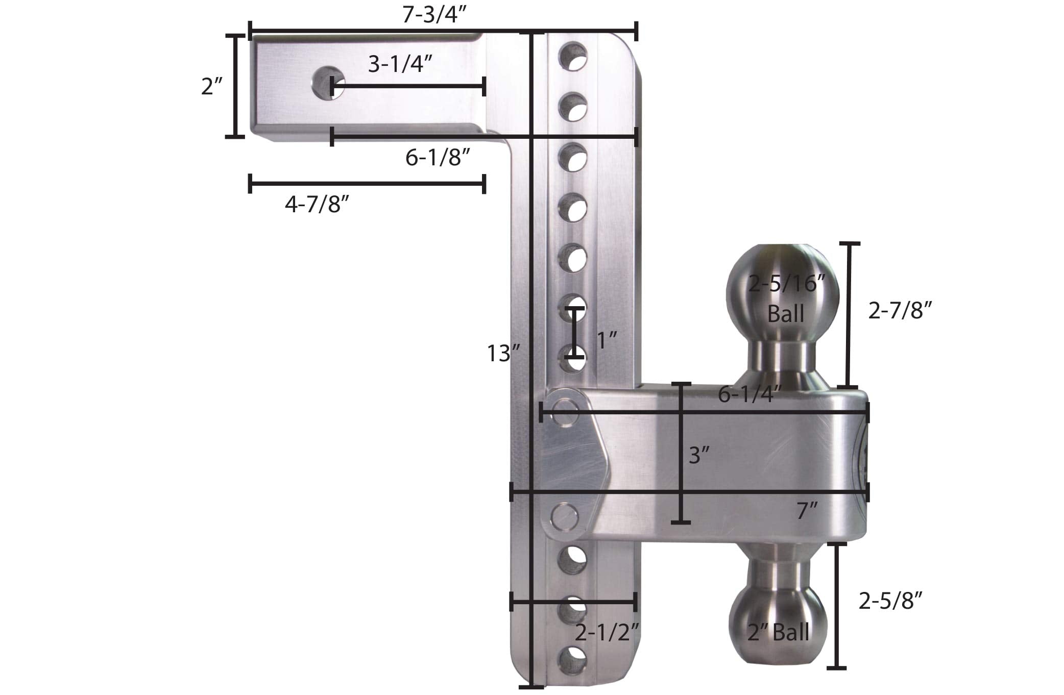 CTB102KACERBLA Weigh Safe, 10" Drop 180 Hitch w/ 2" Shank/Shaft, Adjustable Aluminum Trailer Hitch & Ball Mount, Chrome Plated Combo Ball (2" & 2-5/16") Keyed Alike Lock Hitch Pin CERAKOTE Black