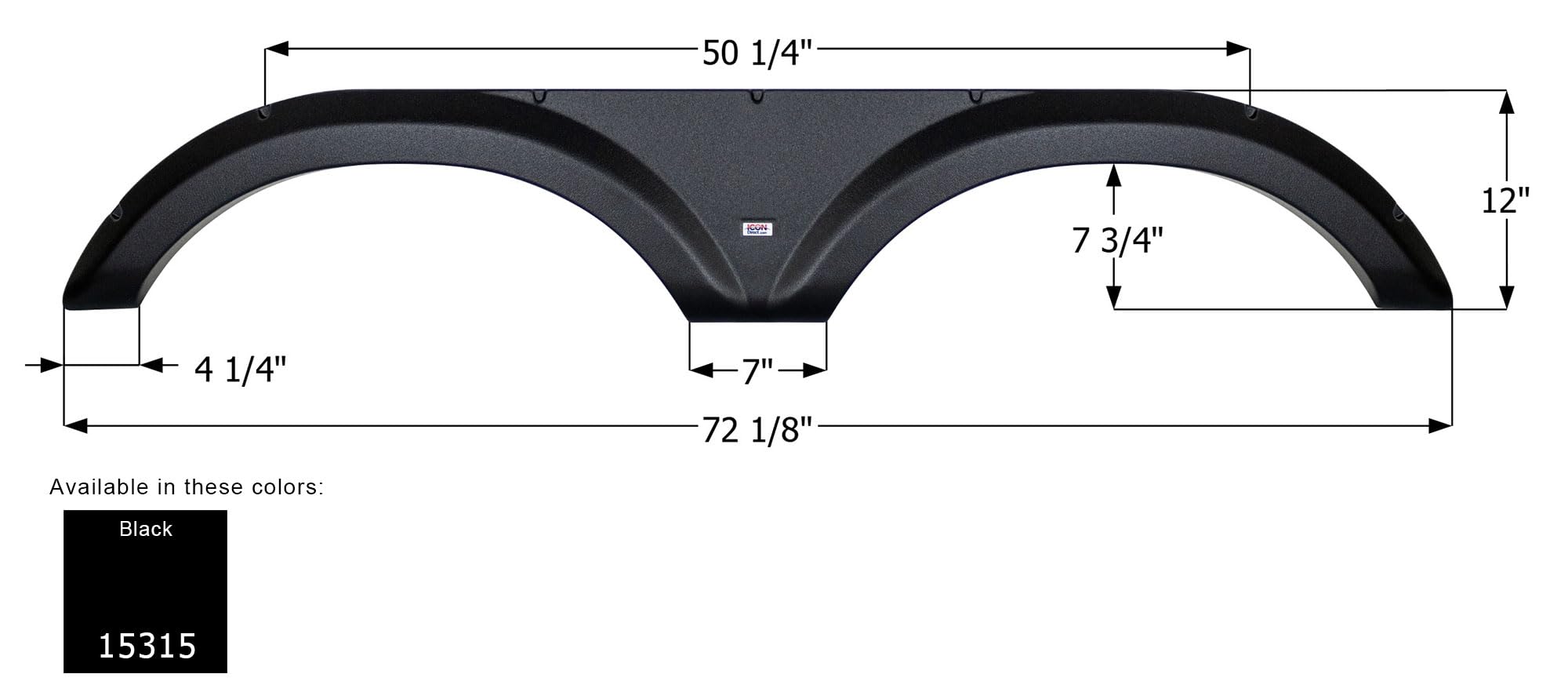 Tandem Axle Fender Skirt ICON 15315 for Forest River - Black
