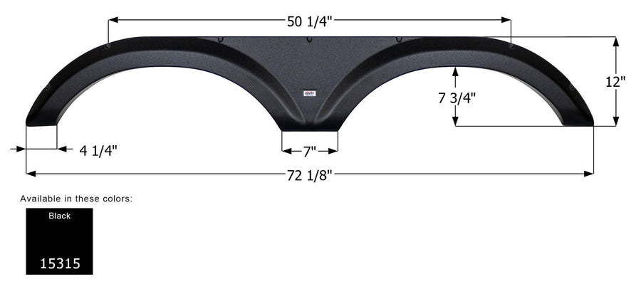 Tandem Axle Fender Skirt ICON 15315 for Forest River - Black