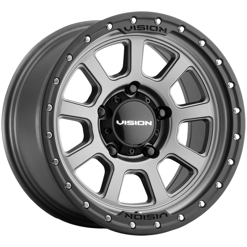 350 OJOS Vision Custom Wheel - 20x9, 12 Offset, 5x150 Bolt Pattern, 110.2mm Hub - Satin Gray with Satin Black Lip Rim
