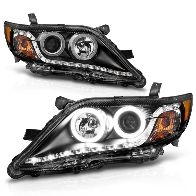 121442 ANZO USA Headlight Set Projector w/CCFL Halo-Black