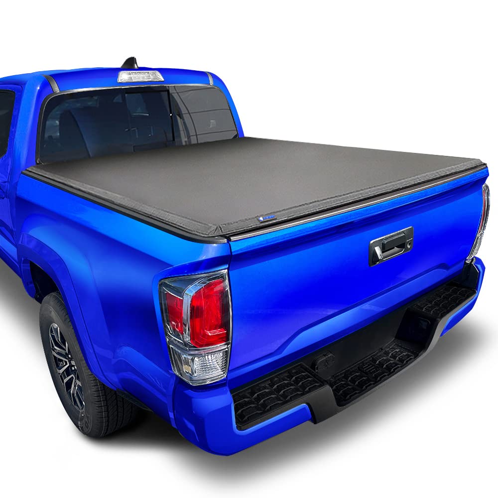 Tyger Auto T3 Soft Tri-Fold Tonneau Cover Truck Bed Compatible with 2005-2015 Toyota Tacoma | Fleetside 6' Bed (73") | TG-BC3T1031, Black