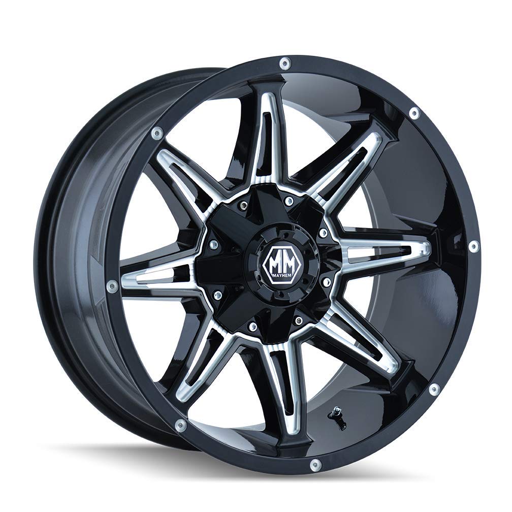 Black/Milled MAYHEM RAMPAGE Spokes Wheel (17 x 9. inches /5 x 127 mm, 18 mm Offset)