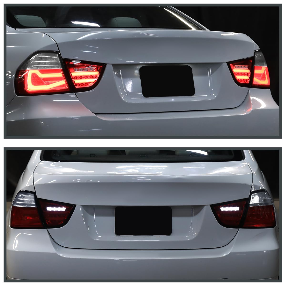 Full LED Chrome Red Tail Lights SPEC-D TUNING w/Fiber Optic Parking Light S and trip and Sequential Turn Signals Compatible with 2009-2011 BMW E90 3-Series