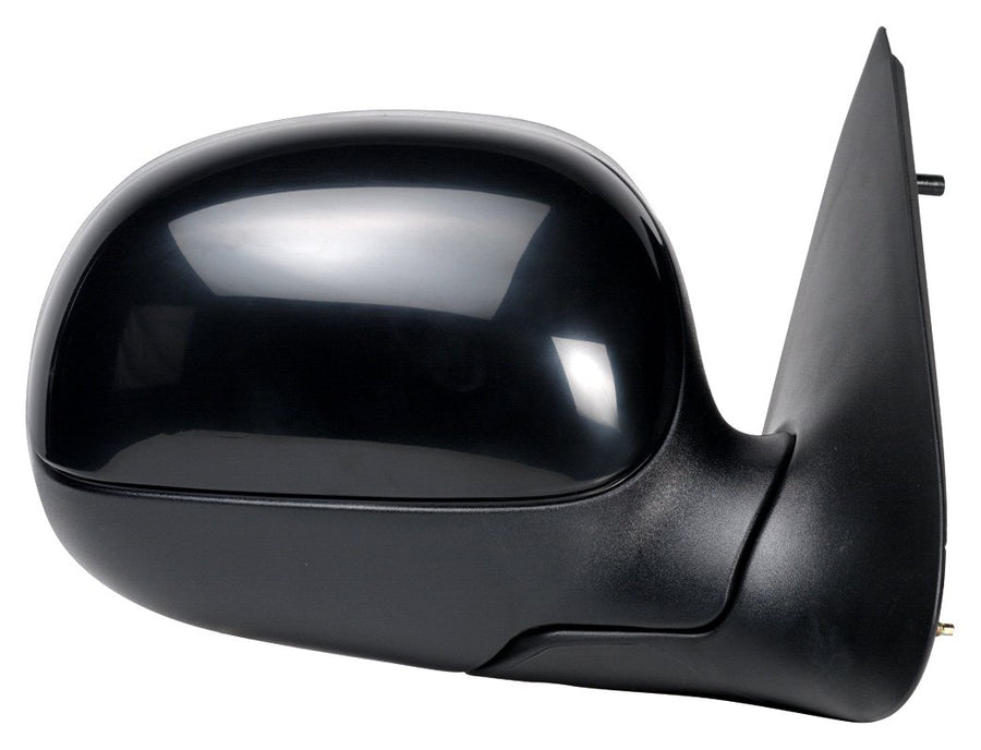 Side Passenger Mirror for Ford F150, F250 LD Pick-Up, Black, w/PTM Cover, Foldaway, Manual (Will not fit on Crew Cab Models)