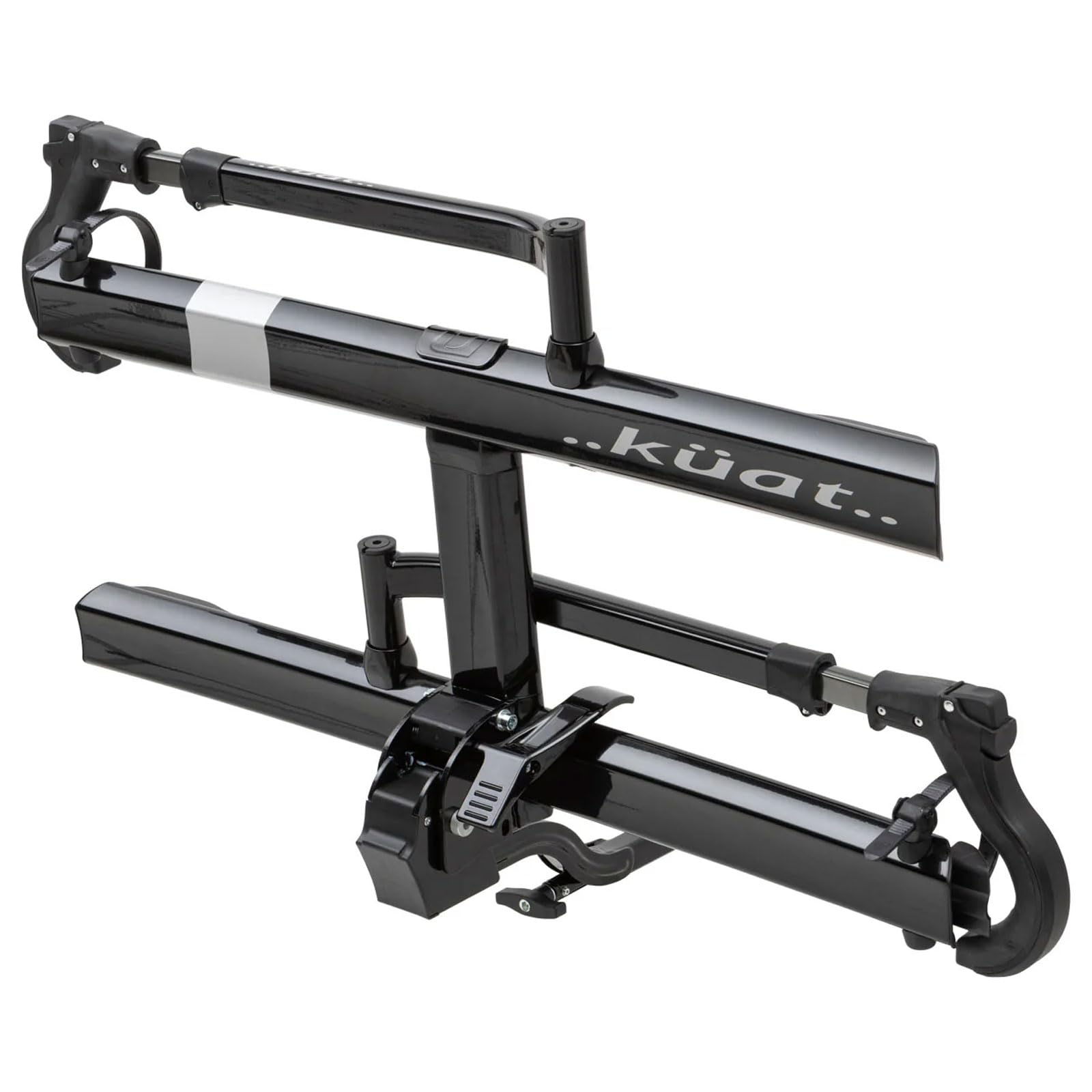 KUAT 2.0 Sherpa Durable Lightweight Aluminum Compact 2 Bike Transporting Hitch Rack with Cable Lock & Foldable Tire Cradles | Capacity - 40 Lbs per Tray, Black Metallic & Gray Anodize, 1.25"