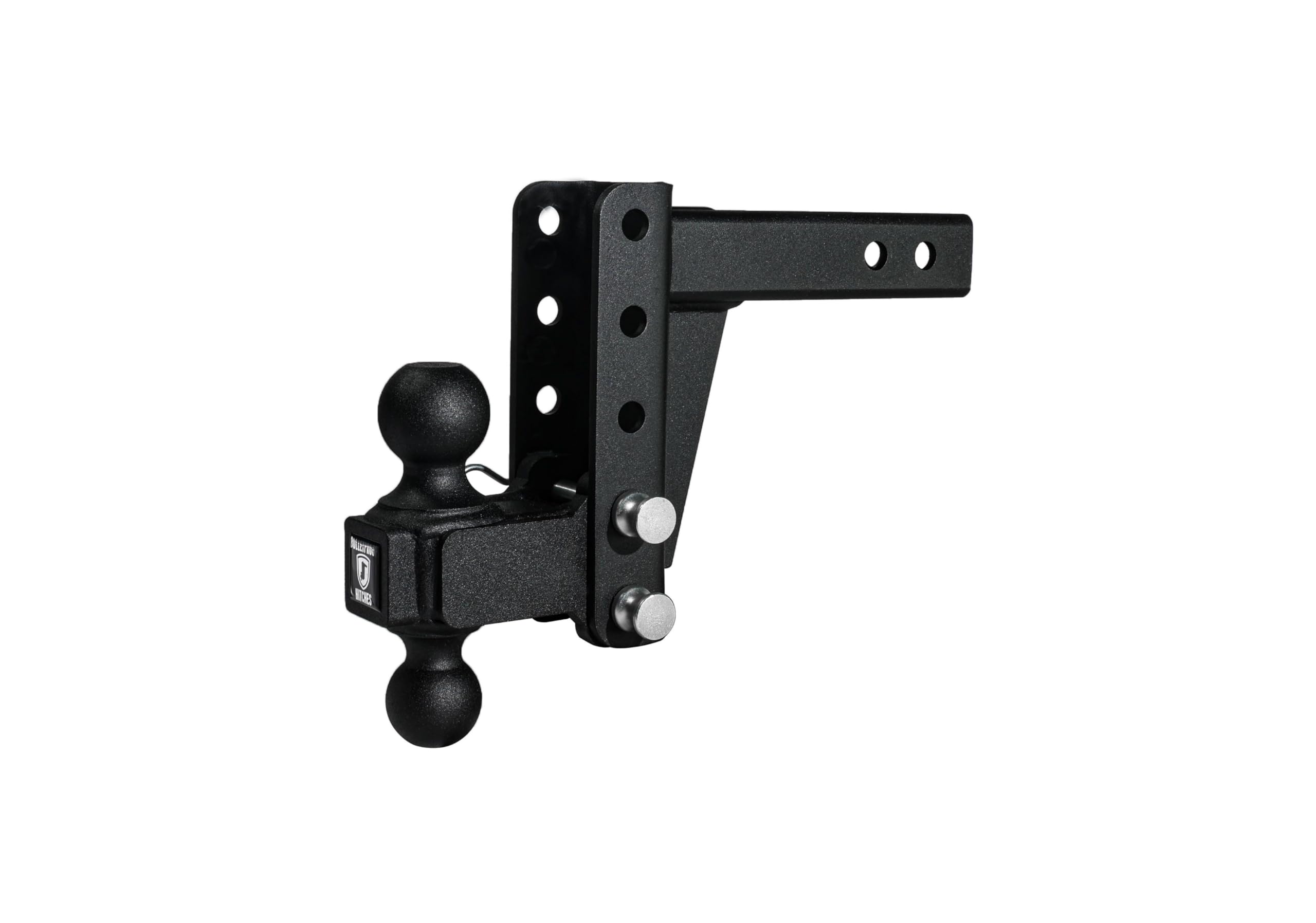 2.0" BulletProof Hitches Adjustable Medium Duty Trailer Hitch (14,000 lb. Rating) - 4" Drop/Rise Trailer Hitch with 2" & 2-5/16" Dual Ball - Powder Coat, Box Steel, Corrosion-Resistant