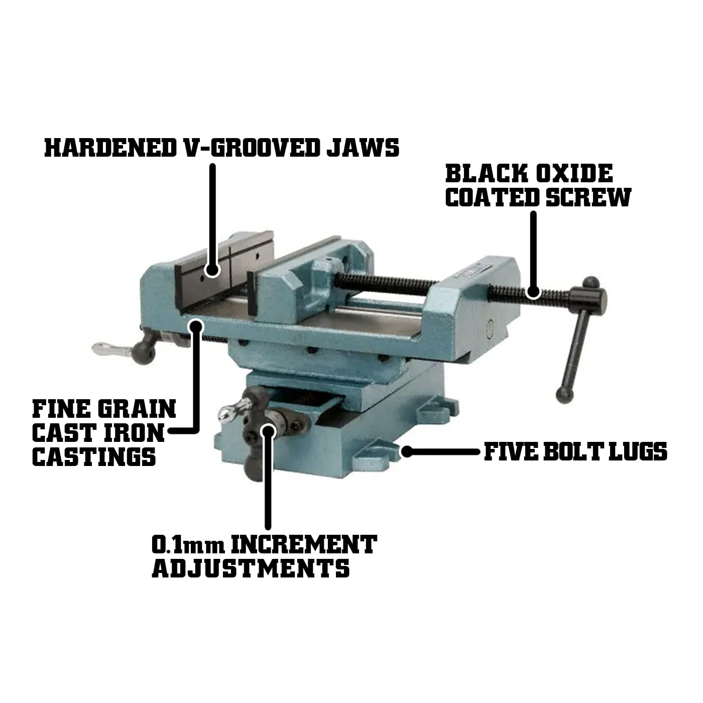 Cross-Slide Wilton Drill Press Vise, 8" Jaw Width & Max Opening, 2" Jaw Depth (Model CS8)