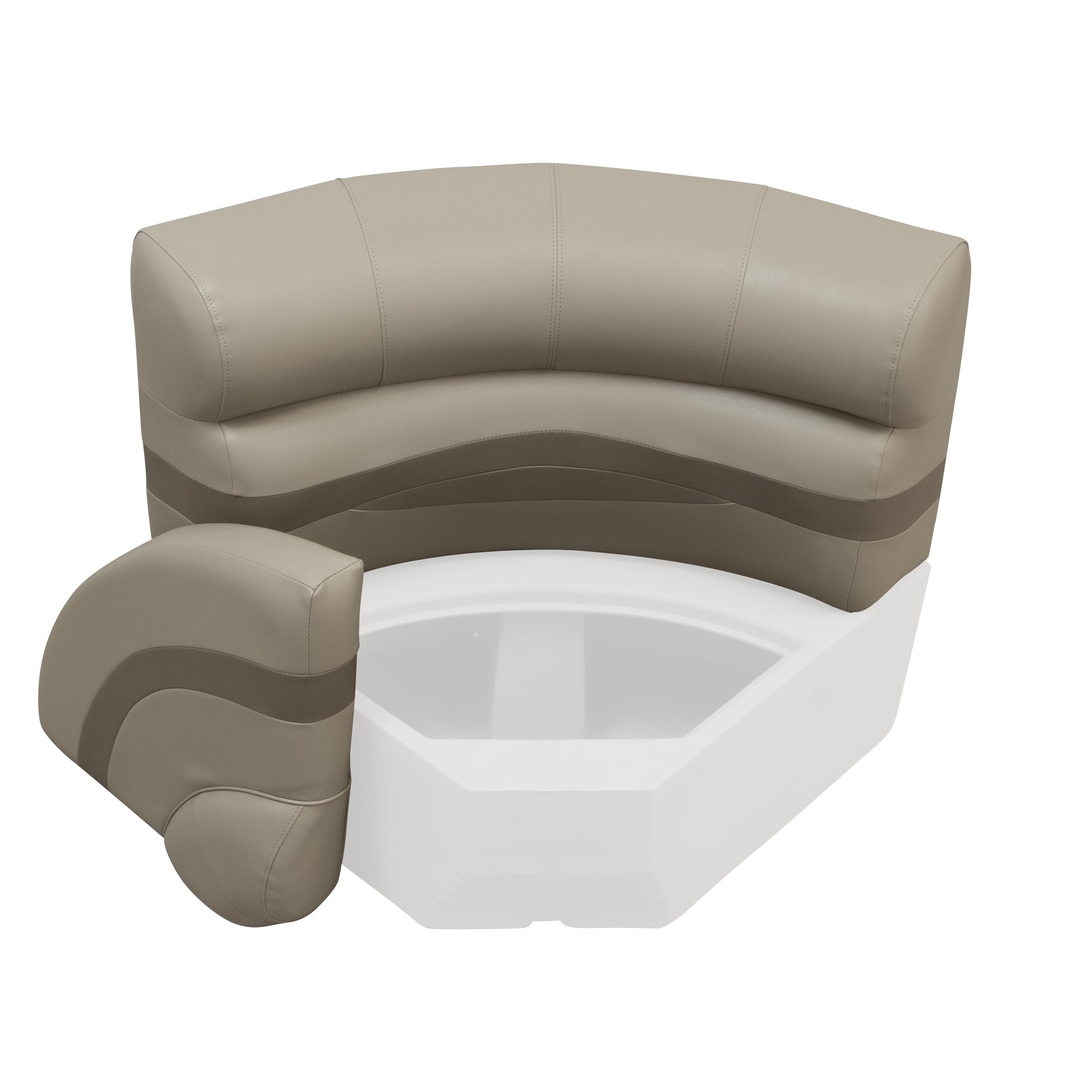 Premier Series Wise BM11028-1749 28" Radius Corner Pontoon Seat Cushion Set, Mocha Java/Café/Mushroom