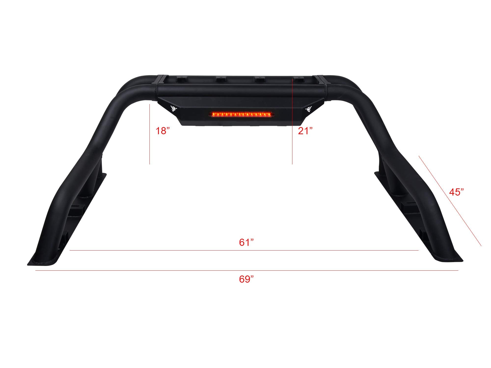 CR1 Chase Rack Armordillo USA with 3rd Brake Light for Full Size Trucks (Excl. Dodge Ram), Black