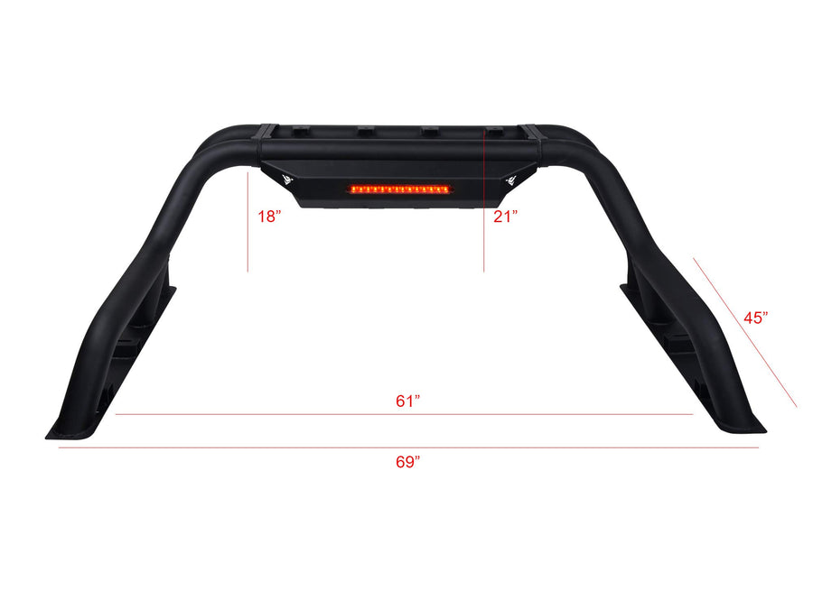 CR1 Chase Rack Armordillo USA with 3rd Brake Light for Full Size Trucks (Excl. Dodge Ram), Black