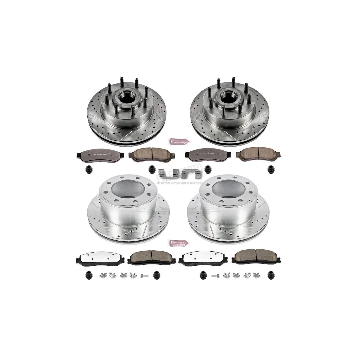 Power Stop K6551-36 Z36 Truck & Tow Front and Rear Brake Kit, Carbon Fiber Ceramic Brake Pads and Drilled/Slotted Brake Rotors For Ford F-250 Super Duty, Ford F-350 Super Duty [Model Specific]