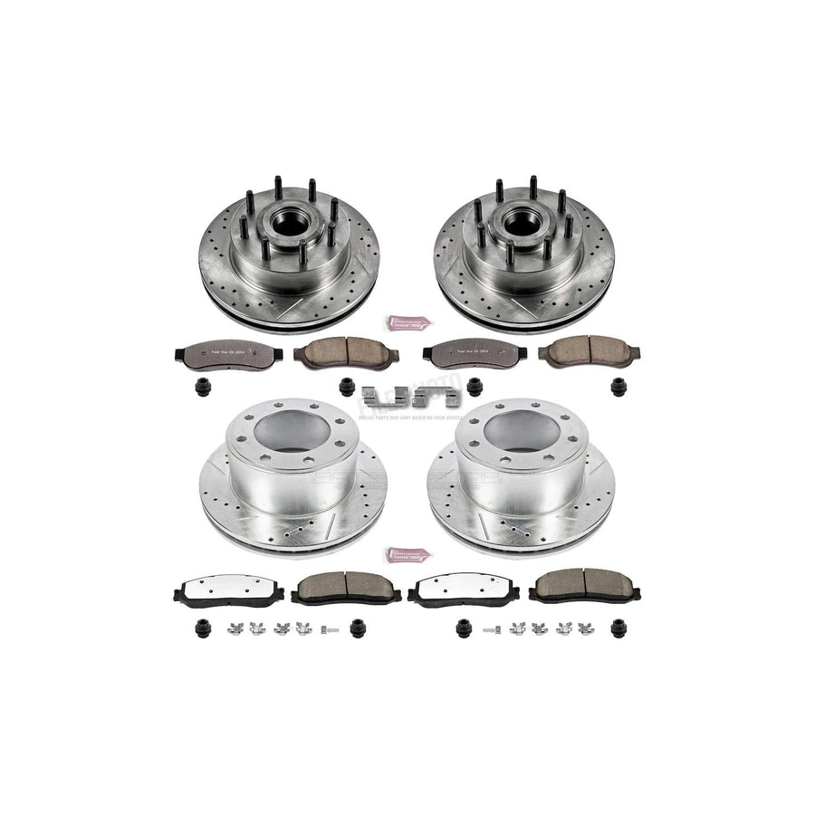 Power Stop K6551-36 Z36 Truck & Tow Front and Rear Brake Kit, Carbon Fiber Ceramic Brake Pads and Drilled/Slotted Brake Rotors For Ford F-250 Super Duty, Ford F-350 Super Duty [Model Specific]