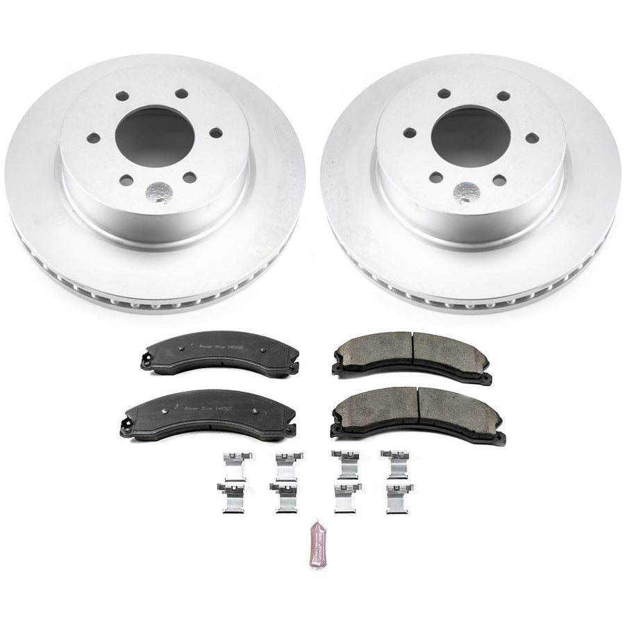 Power Stop Coated CRK7875 Rotor Front Brake Kit- Coated Brake Rotors and Z17 Ceramic Brake Pads For Nissan TITAN XD 2016-2022 [Vehicle Specific]