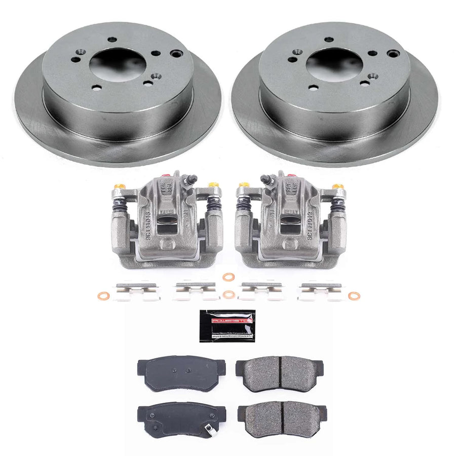 Rear Brake Kit-Drilled/Slotted Rotors, Ceramic Brake Pads & Calipers Power Stop KCOE5213A For Hyundai Santa Fe 2001-2006 [Model Specific]