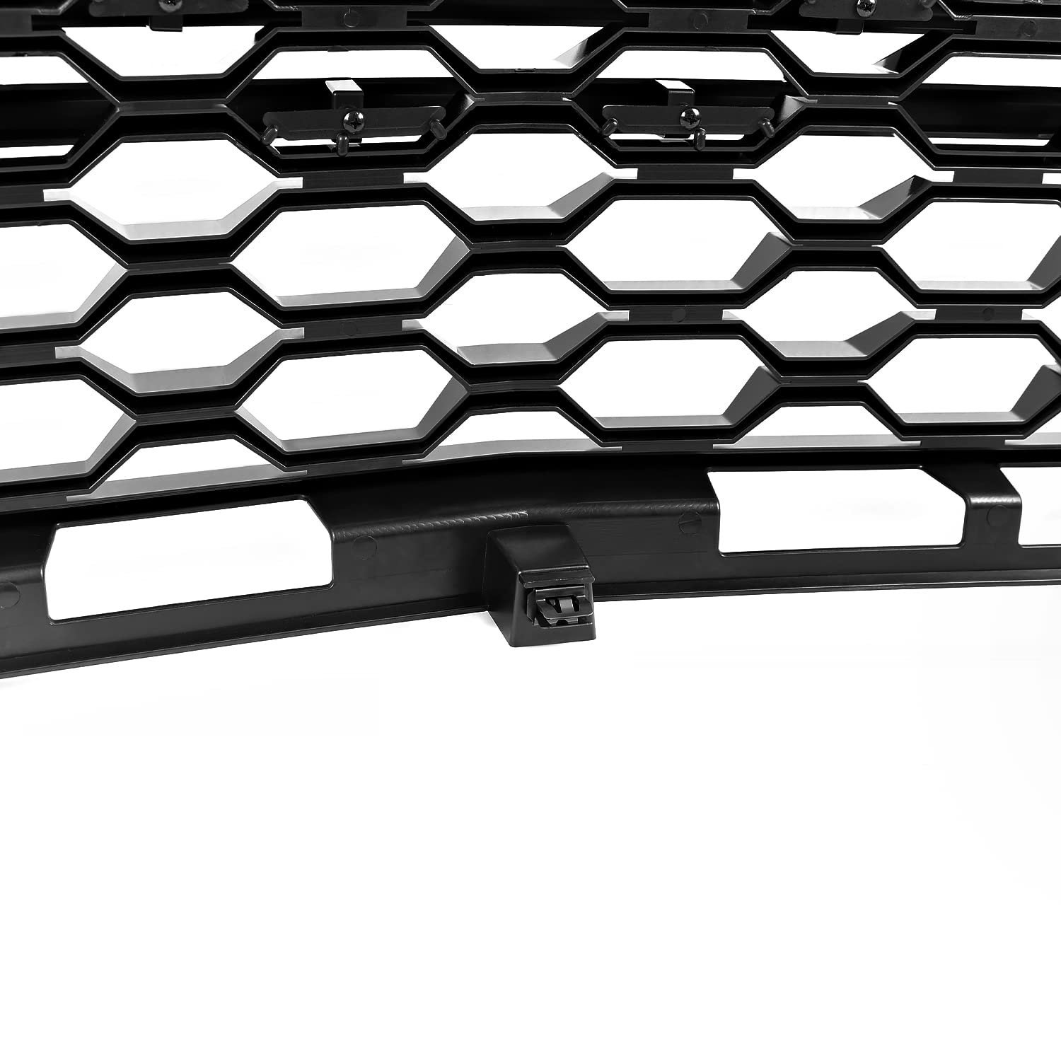 Honeycomb Hood Grille Spec-D Tuning Glossy Black Compatible with 2019-2022 Chevy Silverado 1500 LT