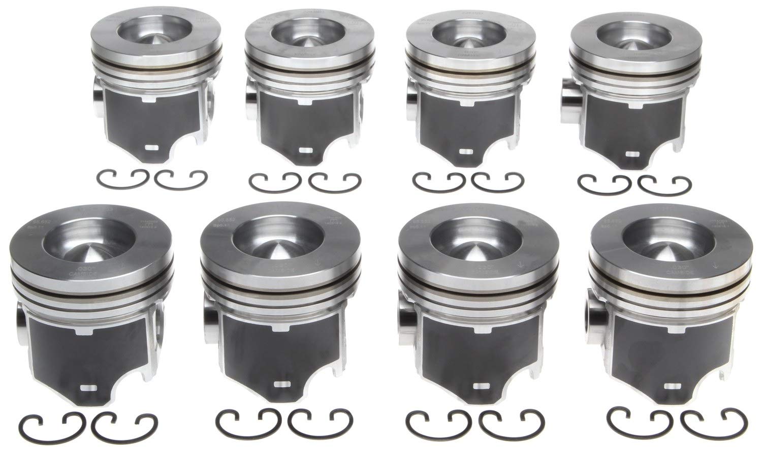 MAHLE Pistons set Coated with Rings Compadible with: 2003.5-2010 Ford 6.0 6.0L Diesel .020 Over Pistons set 8 Ford Powerstroke 03-10 MAHLE Clevite