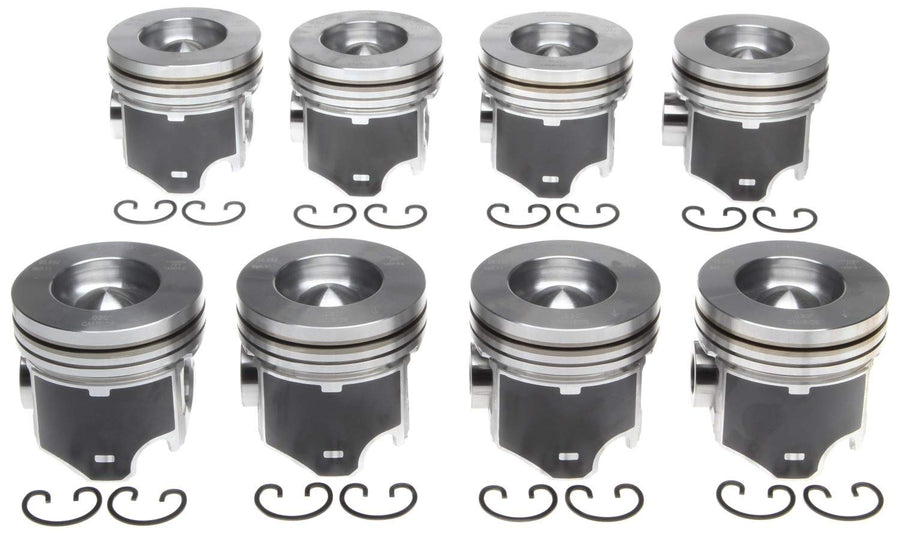 MAHLE Pistons set Coated with Rings Compadible with: 2003.5-2010 Ford 6.0 6.0L Diesel .020 Over Pistons set 8 Ford Powerstroke 03-10 MAHLE Clevite