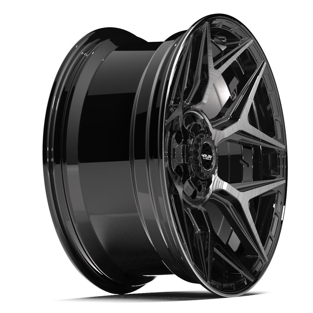 20 Inch 4PLAY Wheels Rim 4P06 Fits 6x135 & 6x139.7 20x9 Gloss Black Brushed with Tinted Clear (1)