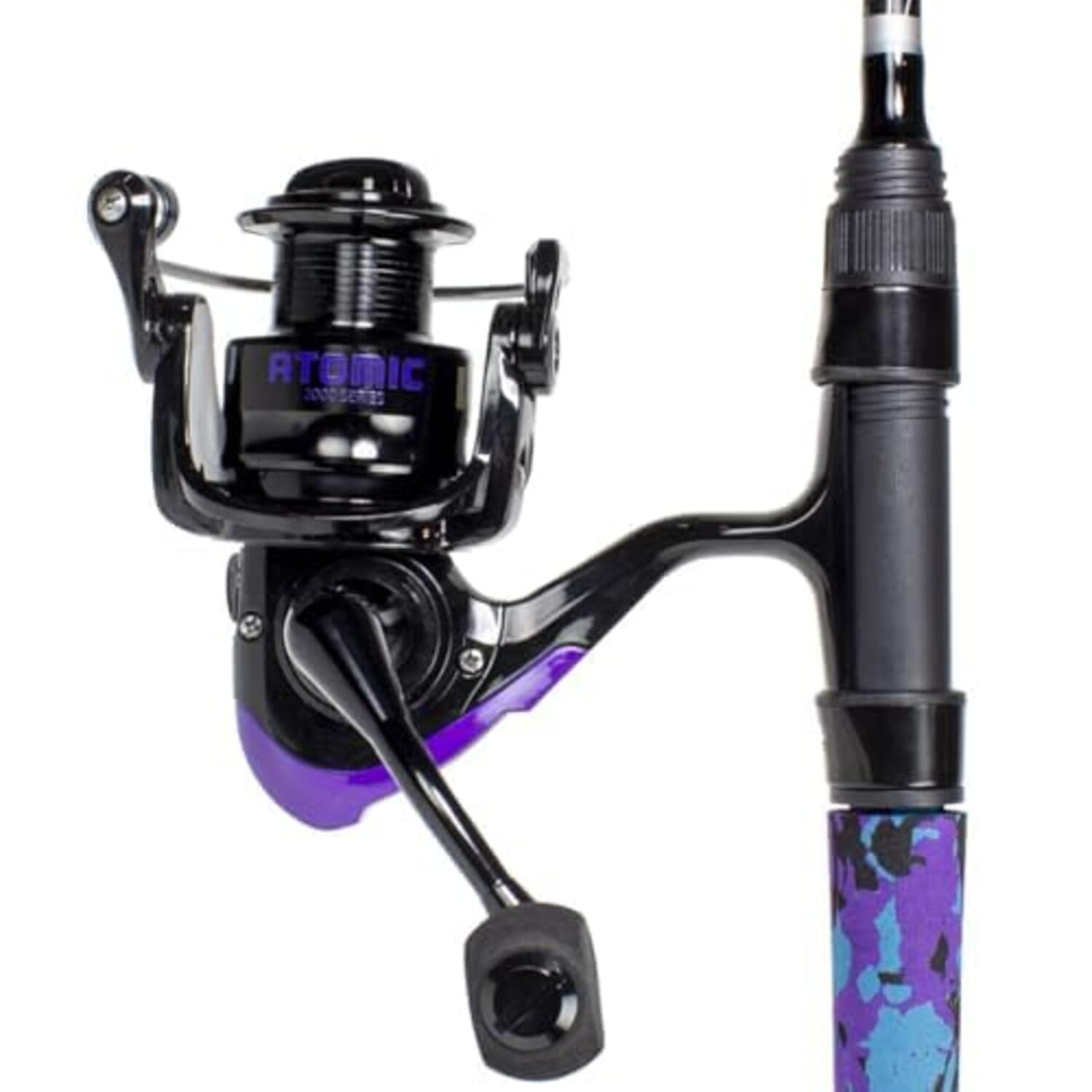 Lunkerhunt Atomic Fishing Rod and Reel Combo 6 Feet 8 Inches| Spinning Reel Right and Left | Lightweight Fishing Rod Combo Hunter Atomic | Premium Medium Power Fishing Pole with EVA Camouflage Grip