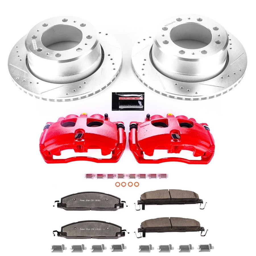 Power Stop Z36 KC7131A-36 Truck & Tow Rear Brake Kit-Brake Rotors, Brake Pads & Calipers For Ram 3500 2013-2018 [Model Specific]