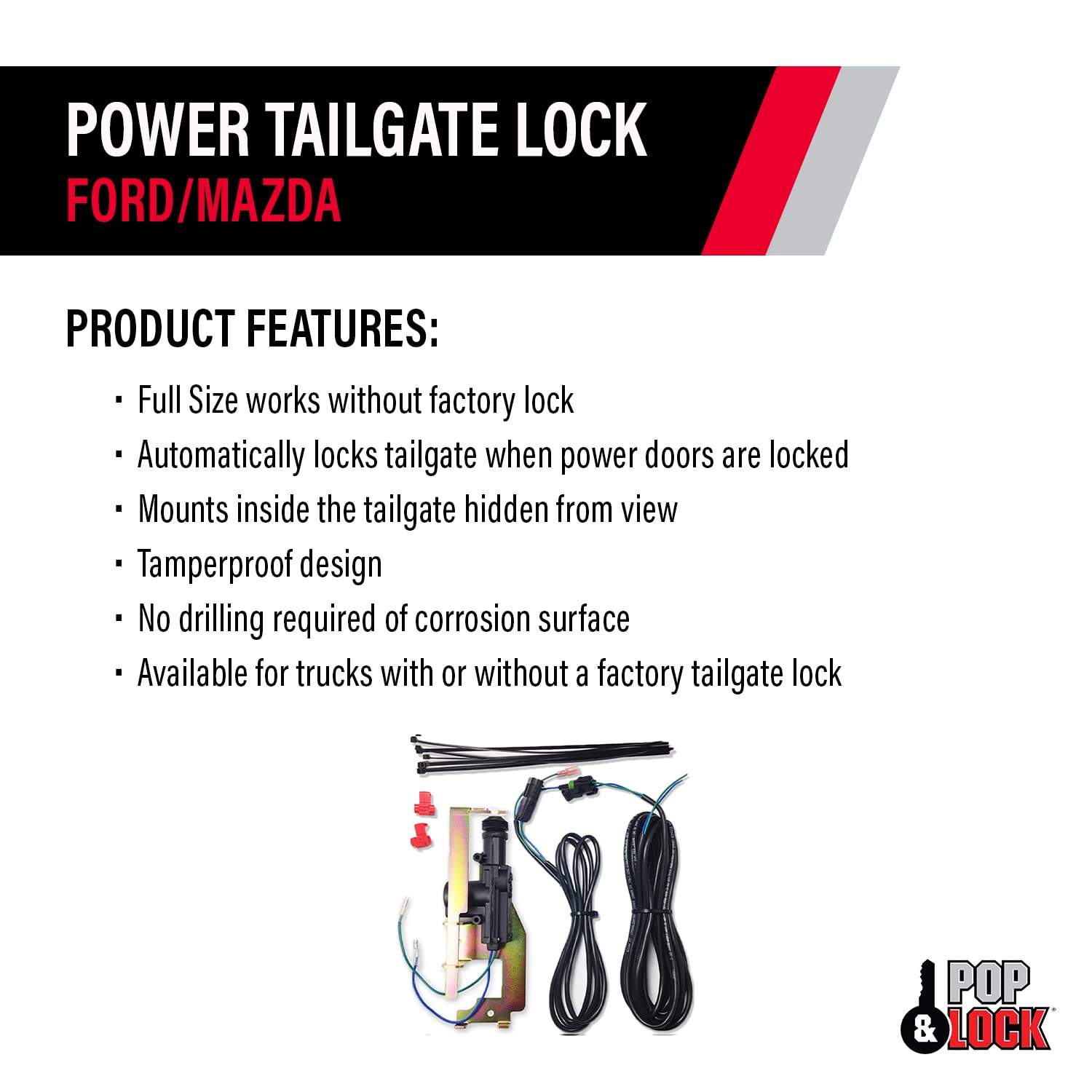 Power Tailgate Lock - Pop & Lock Fits Ford F150, Models 1997 to 2004 - for Tailgate With or Without OEM Manual Lock (PL8200)