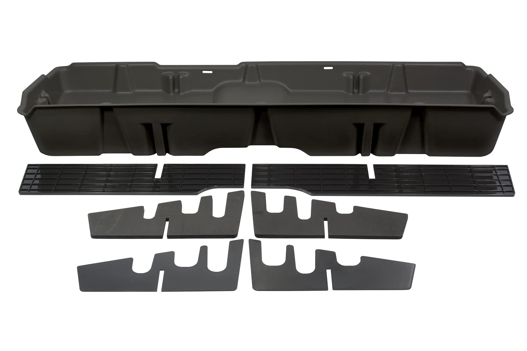 Under Seat Storage DuHa 10042 fits 2007-2013 Silverado/Sierra Crew Cab & 2007-2014 Heavy Duty Crew Cab | Black Heavy-Duty Back Seat Organizer | Durable Construction | Includes Dividers