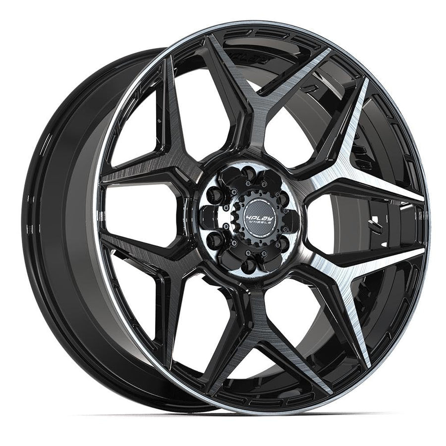 22 Inch 4PLAY Wheels Rim 4P06 Fits 6x135 & 6x139.7 22x9 Gloss Black Brushed with Tinted Clear (1)