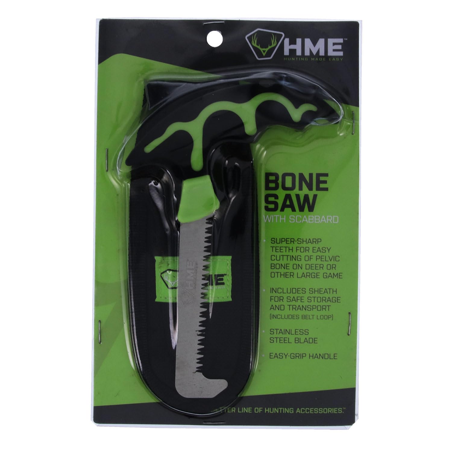 HME Compact Fixed Stainless Steel Bone Saw Hunting with Scabbard