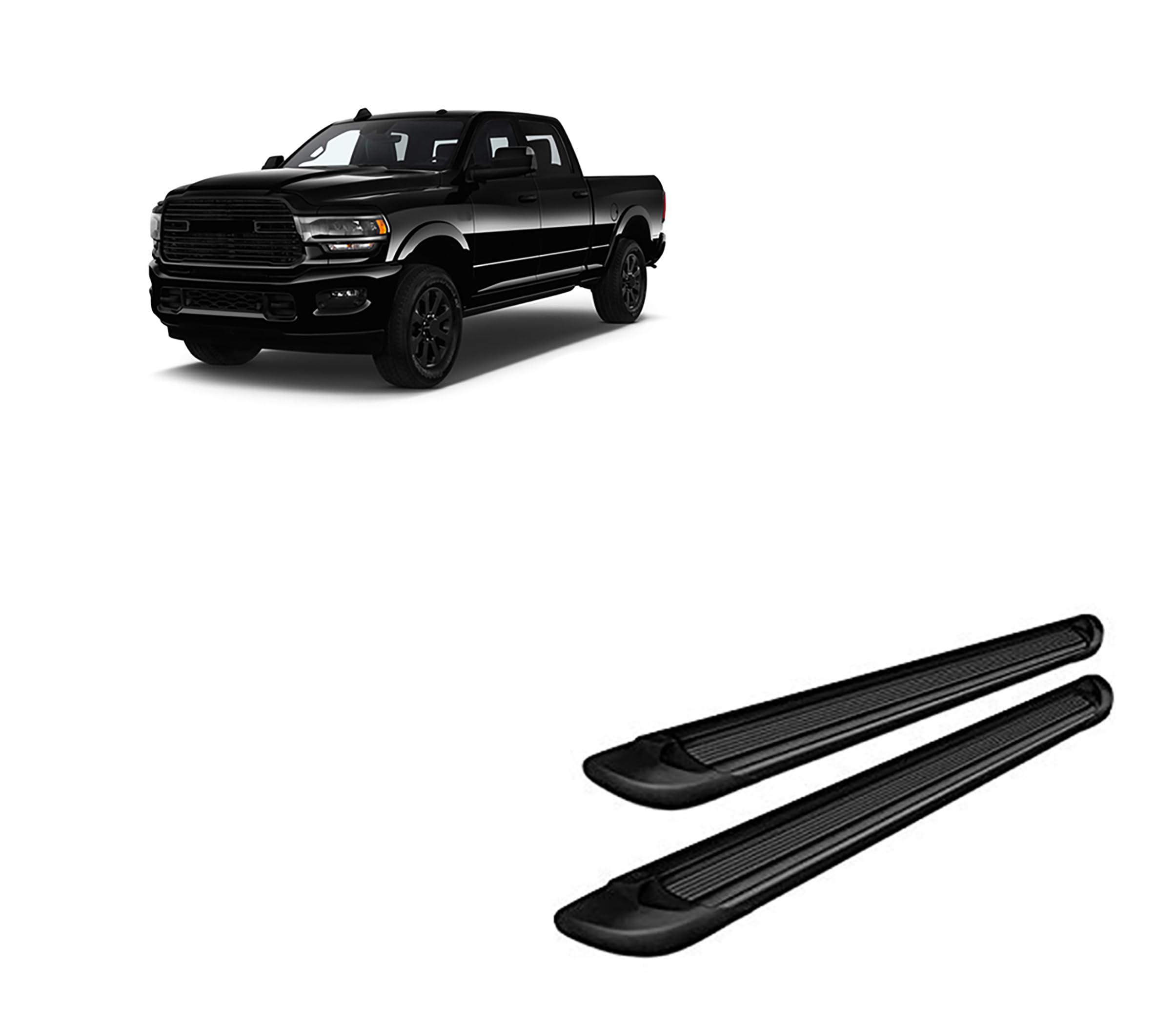 Transporter Running Boards Black Horse Mega Cab Compatible with 2010 Dodge Ram 2500/3500|11-24 Ram 2500/3500 (Excl. Chassis Cab Diesel Models)-TR-R191