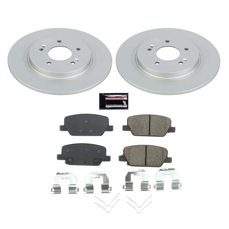 Power Stop Z17 Rear Coated Rotor Kit-Coated Brake Rotors, Ceramic Brake Pads For Hyundai Palisade 2020-2023, 2019-2020 Hyundai Santa Fe, Kia Telluride 2020-2022 [Model Specific]