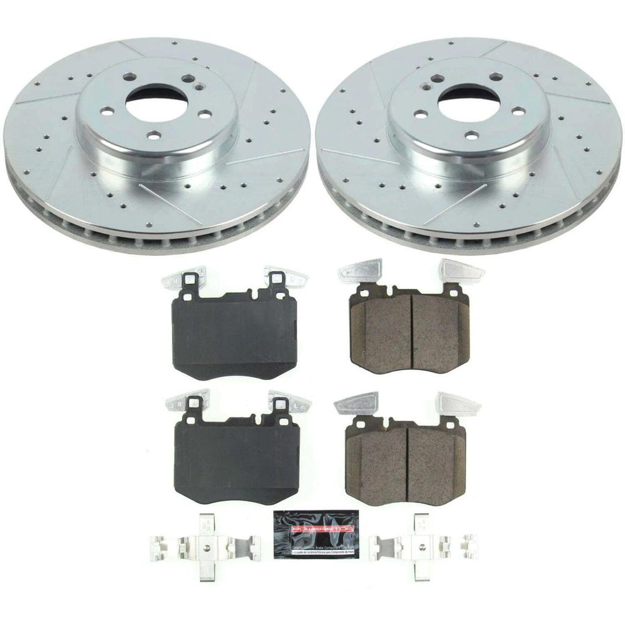 Z23 Power Stop K8322 Front Brake Kit-Drilled/Slotted Brake Rotors & Carbon Ceramic Brake Pads For Mercedes-Benz GLC300 2019-2021 [Model Specific]