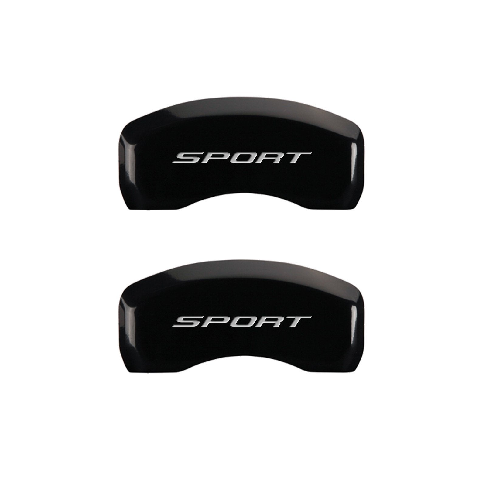 MGP Caliper Covers Front and Rear 10241SSP2BK Black Powder Coat Finish, Set of 4 (No Bolts/Sport 2015 Silver Characters, Engraved)