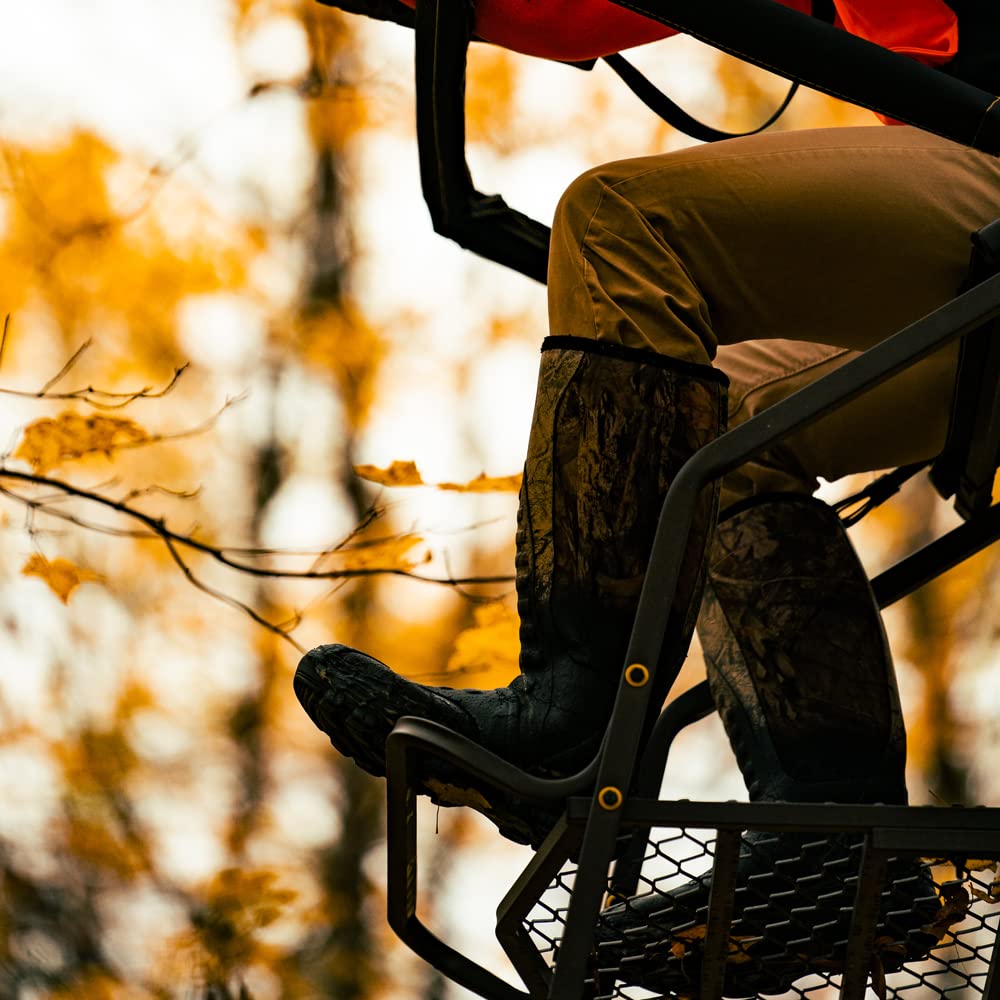 Rivers Edge 1-Man Jumbo Jack Ladder Stand, RE658, 17’1” Height, Wide Flip-Up TearTuff Mesh Seat, Jumbo Platform, Flip-Out Footrest, 2-Way Adjustable Shooting Rail