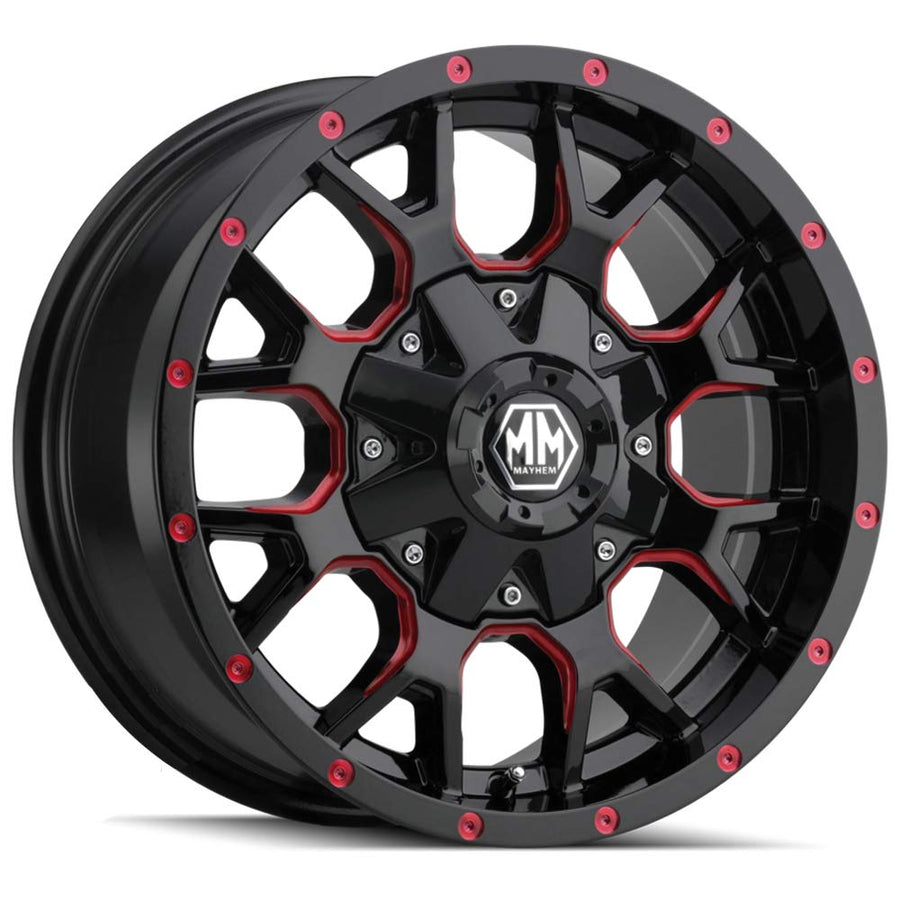 Warrior 8015 Mayhem 8015-2176BTR Black W/Prism Red 20X10 8-165.1/8-170 -25mm 130.8mm