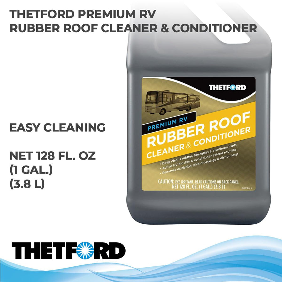 Rubber Roof Cleaner & Conditioner Premium RV - Non-Toxic - Non-Abrasive - Biodegradable - 1 Gallon - Thetford 32513
