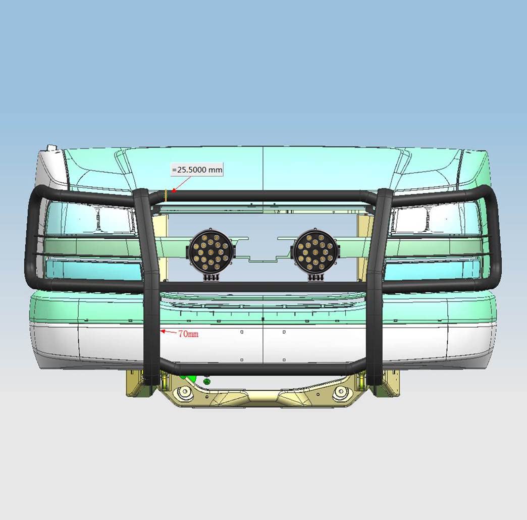 Bumper Guard Black Horse Grille brush Modular Come With pair of 7.0"Dia.LED Lights with Trim Rings Compatible with 2015-2024 Chevrolet Express Passenger-17GV02MA-PLB