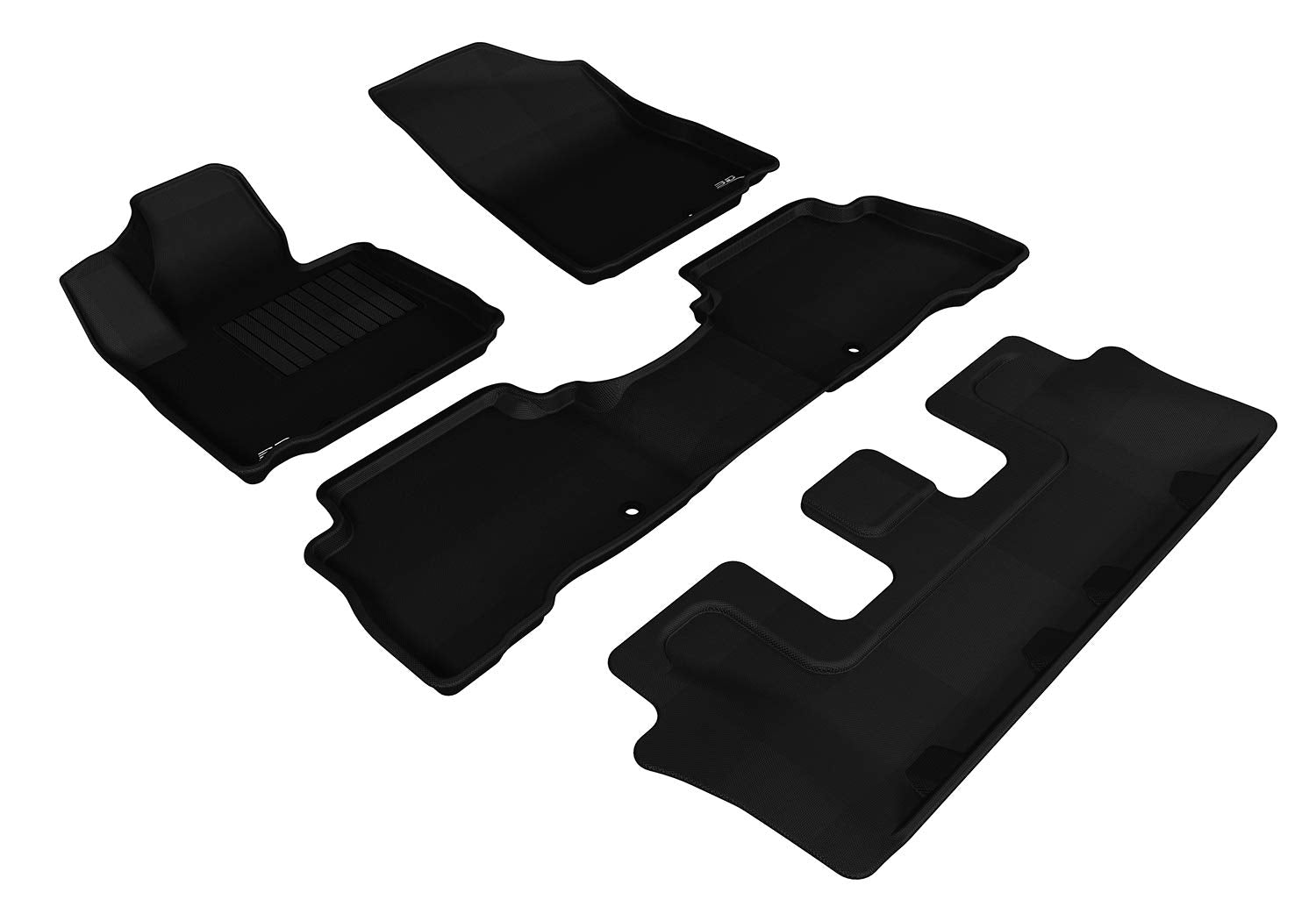 Complete Set 3D MAXpider Custom Fit All-Weather Floor Mat for Select Kia Sorento Models - Kagu Rubber (Black)