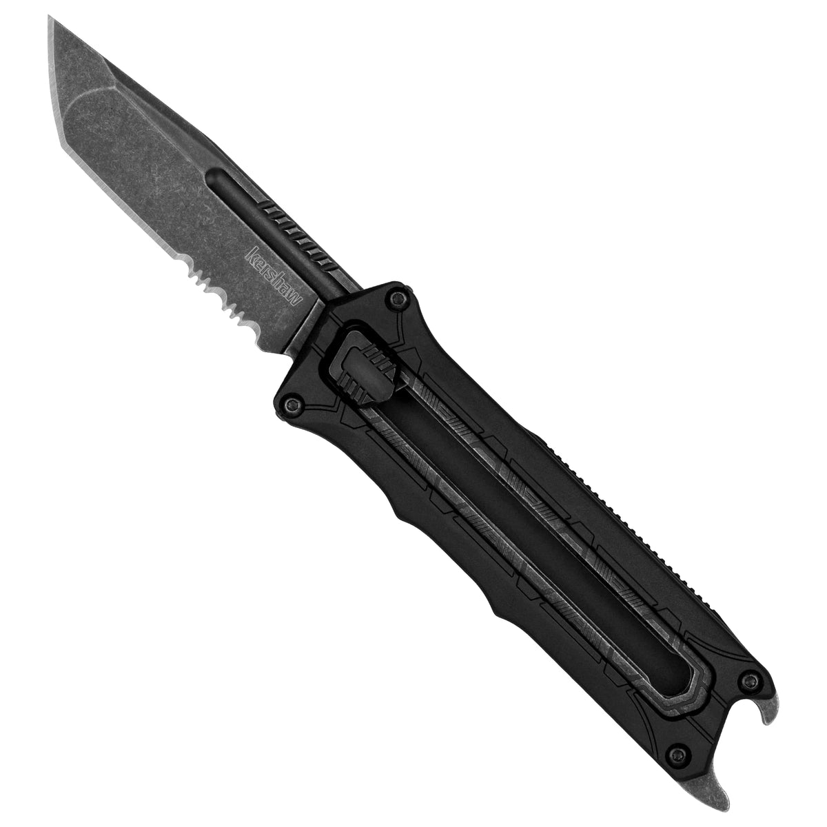 Kershaw Pocket Knife Interstellar, 2.7 Inch Stainless Steel Tanto Partially Serrated Blade, EDC with Manual Opening, Single-Position Pocketclip, Everyday Carry Pocket Knife for Men and Women