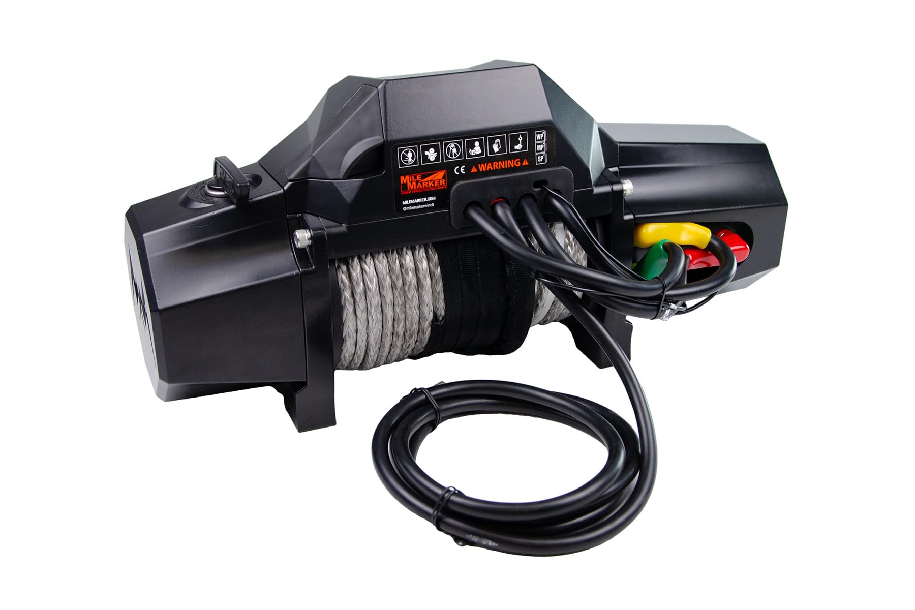 Mission Series Mile Marker 78-53251 Covert Black 12 Volt 12,000 Pound Electric Winch with 92' Synthetic Rope - Rugged Heavy Duty Solenoid - Fully Submersible