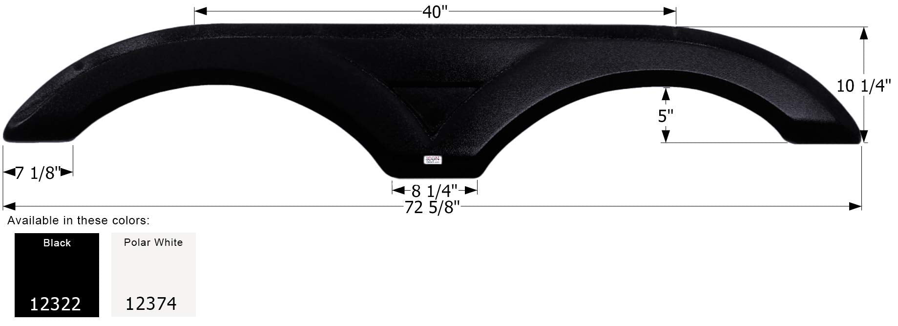 Tandem Axle Fender Skirt ICON 12322 FS2322 - Black
