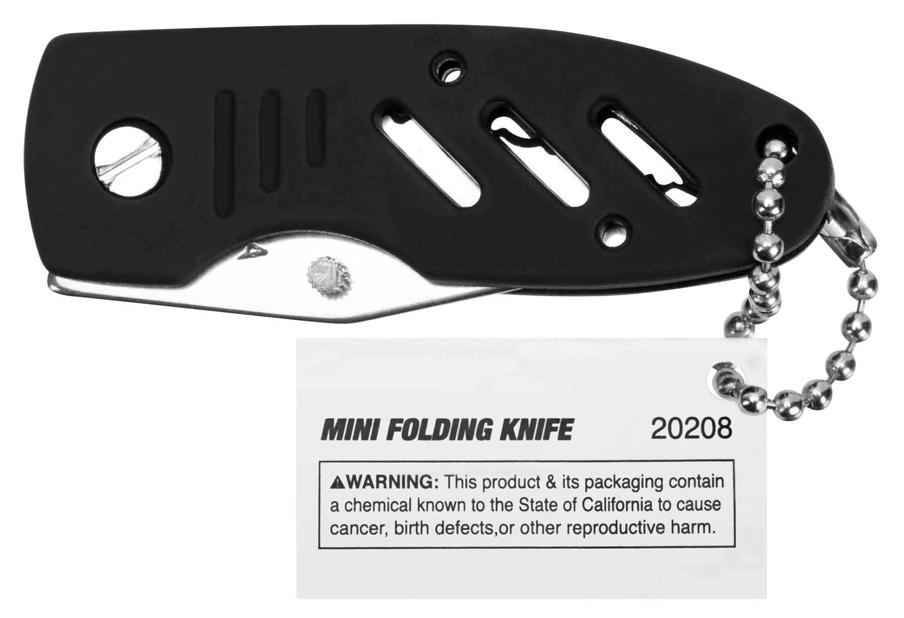 20208 Performance Tool Liner Lock Folding Knife with Right-Handed Thumb Stud and Rubberized Handle, Comes with Beaded Keychain